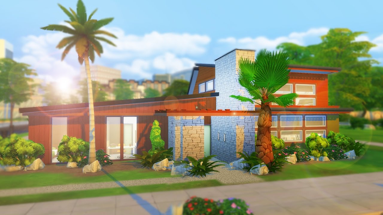 The Sims 4 House Building | MID CENTURY FAMILY HOME [facecam] - YouTube