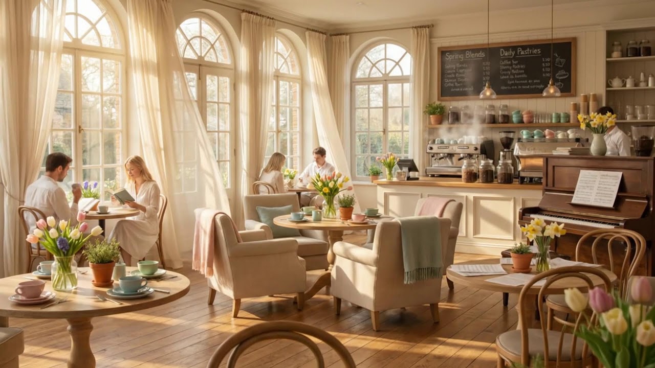 カフェピアノと春のそよ風 🌸🎶 穏やかな朝