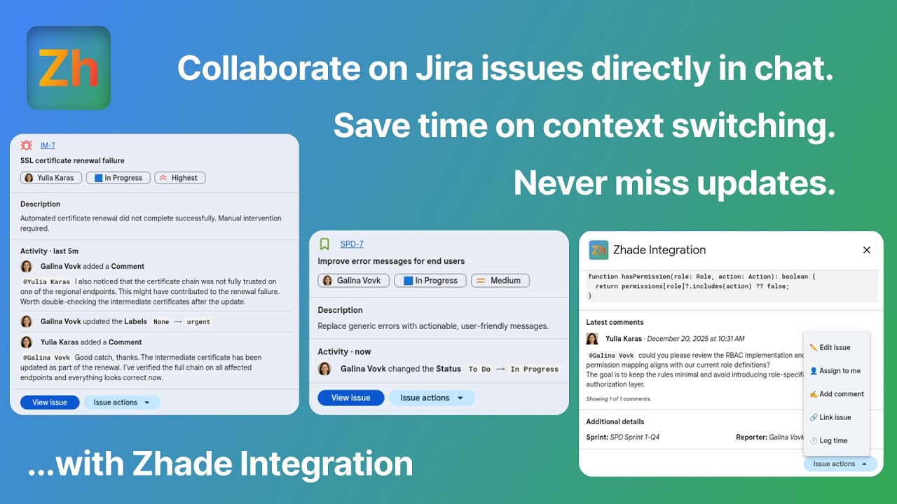 Zhade Integration for Jira & Google Chat - quick product tour