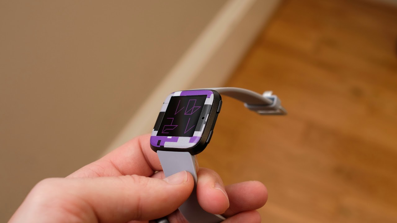 GadgetWraps Fitbit Versa Purple Digital Camo Skin and Screen Protector