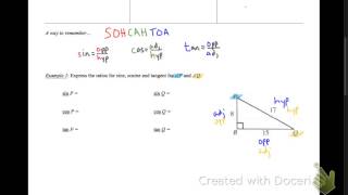 geometry 8-5 and 8-6 concept guide: sine, cosine, and tangent ratios