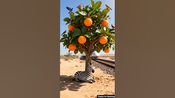 Zebra Saved Orange tree from drying up by watering it 😭🍊#ai​ #tree​ #save​ #zebra​