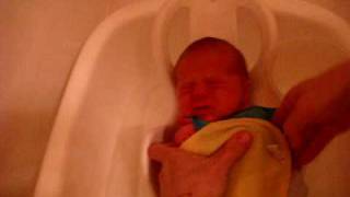 Ethan's first bath # 2,  crying Dec 30th