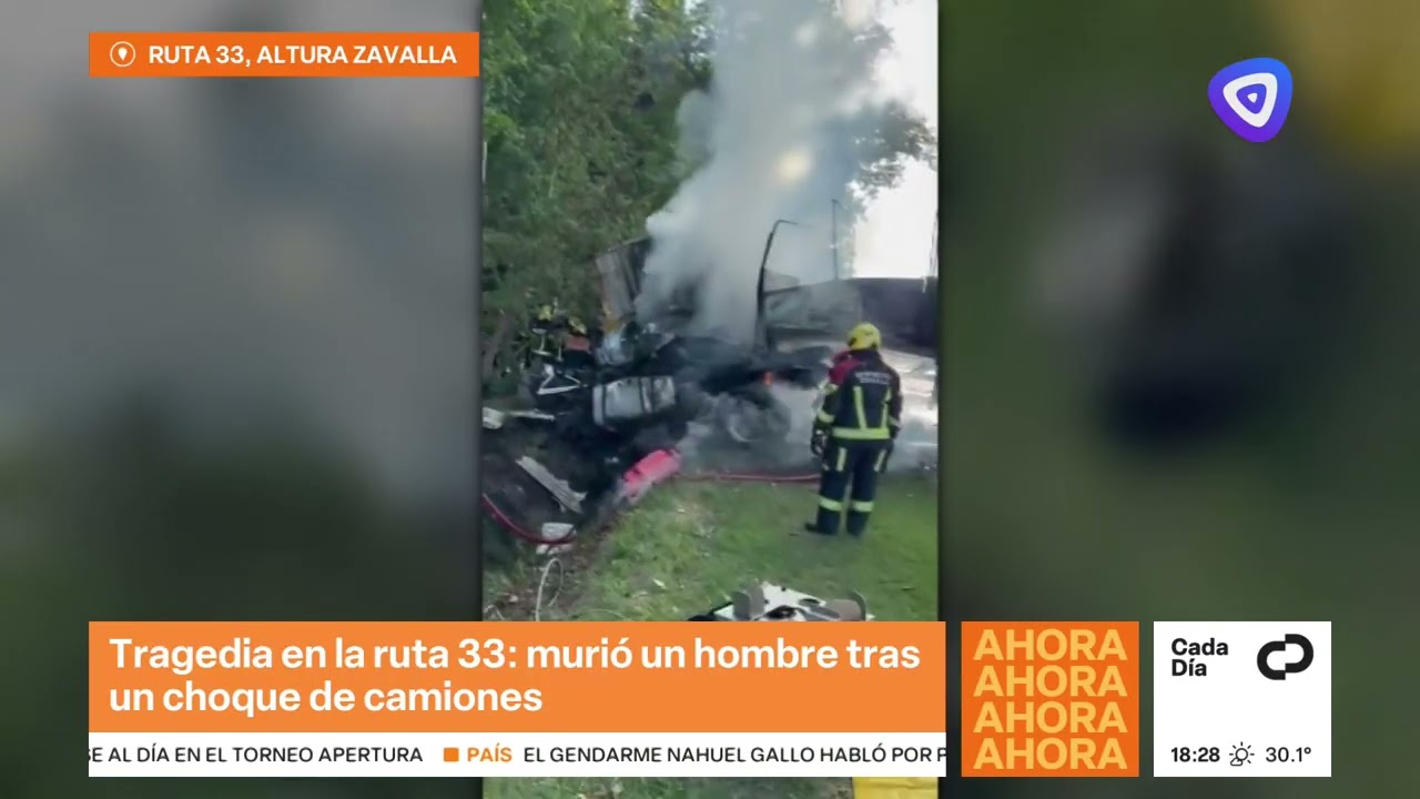 Un hombre murió tras un choque fatal entre camiones sobre la ruta 33