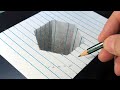 Hexagonal hole drawing trick art on line paper