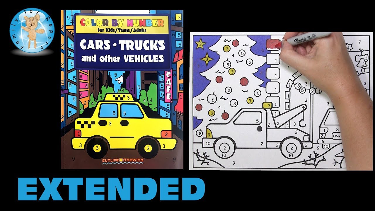 Tow Truck - Color by Number Cars Trucks Vehicles Coloring Book Extended -- Family Toy Report
