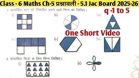 Class -6 Maths Chapter-5 Exercise -5.1|| भिन्न||  Fraction||Class -6 Ch -5 Ex-5.1 One Short JacBoard