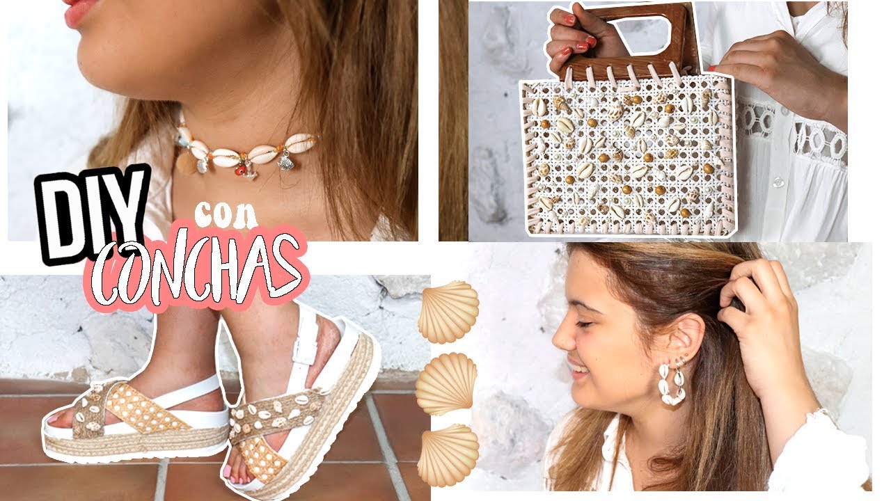 5 DIYs con conchas🐚 - DIY bolsos, sandalias, collares, pendientes y horquillas
