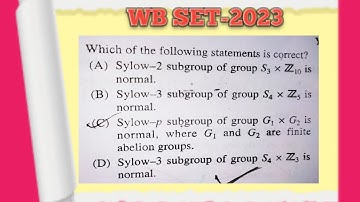 WEST BENGAL SET MATHEMATICS 2023 Solution||Abstract Algebra
