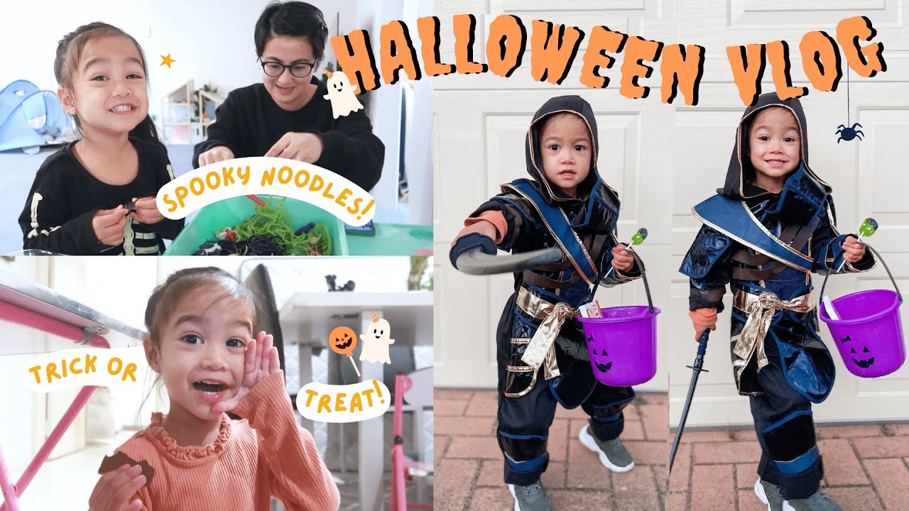 HALLOWEEN VLOG: NINJA AMARA 🥷 | SPOOKY NOODLE / CUPCAKE ACTIVITY | TODDLER HALLOWEEN ACTIVITIES 🎃