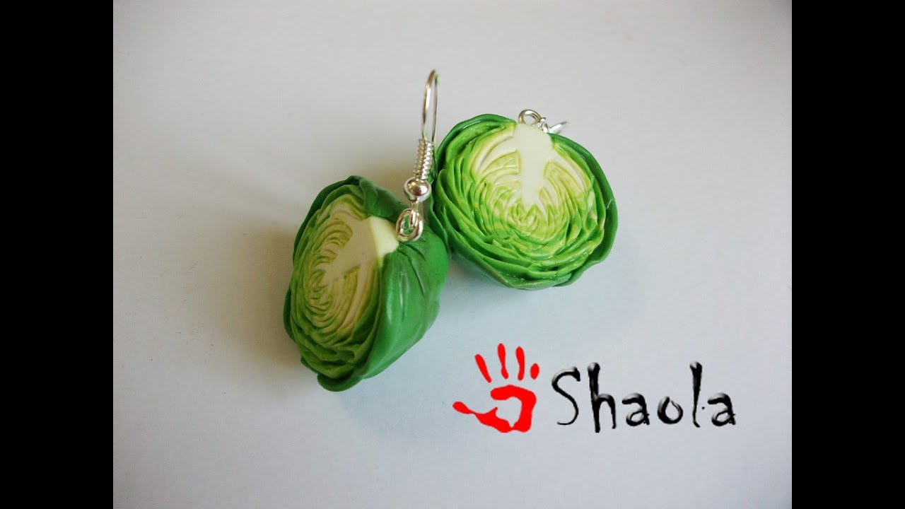Серьги капуста из полимерной глины