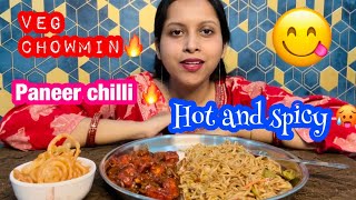 Eating Vlogy Chowmin And Paneer Chilli Last Tak Kha Hi Nahi Pai