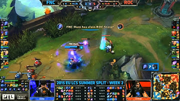 FNC Huni Ryze Solokill 1v1 Roc Steve Maokai - FNC vs ROC - FNATIC vs ROCCAT