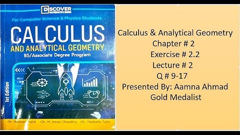 Calculus & Analytical Geometry ||| Ex2.2 ||| L # 2 ||| Q9-17 ||| Graphs of Function