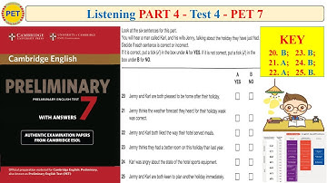 PET 7 Listening Part 4 Test 3 (Transcript + Key)