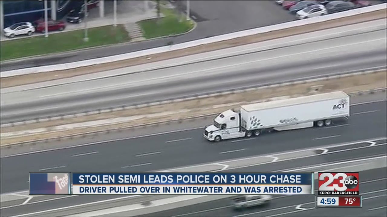 Stolen semi truck leads police on 3 hour chase - YouTube