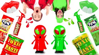 Eating Only One Color For 24 Hours  Red Vs Green Food Challenge Mukbang By 123 Go Food