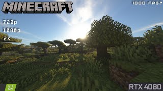 Minecraft with Rtx 4080 and ryzen 7 7700x | Minecrfat in 720p , 1080p , 2K | RTX 4080 OC