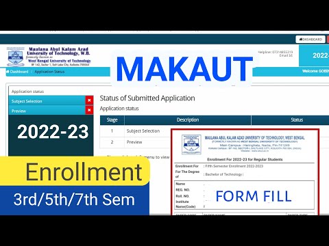 MAKAUT Enrollment 3rd/5th/7th Semester 2022-23 Step by Step Process Subject Selection & Form Submit