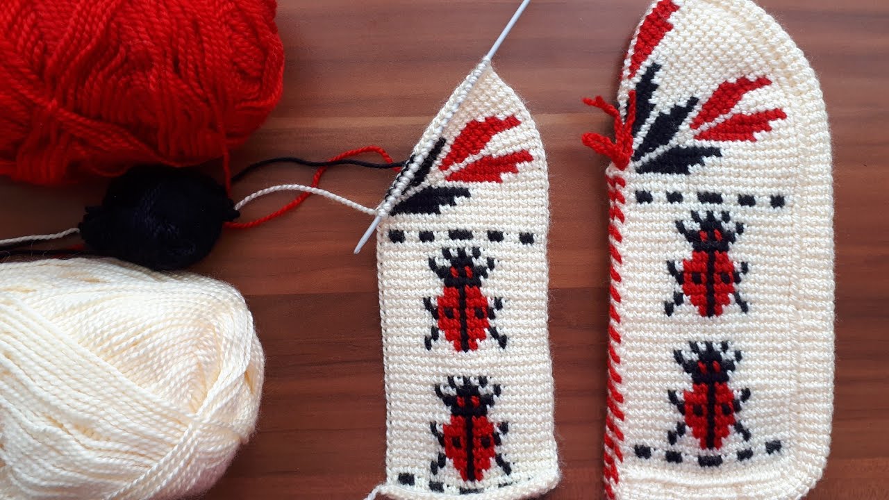 Tunus İşi Uğur Böcekli Patik Modeli - Tunus İşi Patik