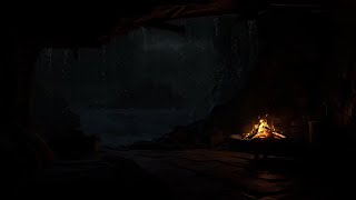 Cozy Cave - Rain, Fireplace & Thunderstorm Sounds to Sleep Instantly - Rainy Night