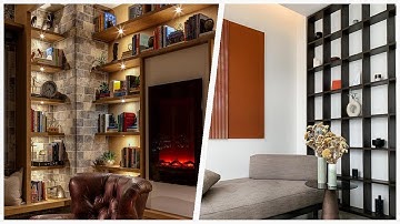75 Living Room Library With A Hanging Fireplace Design Ideas You