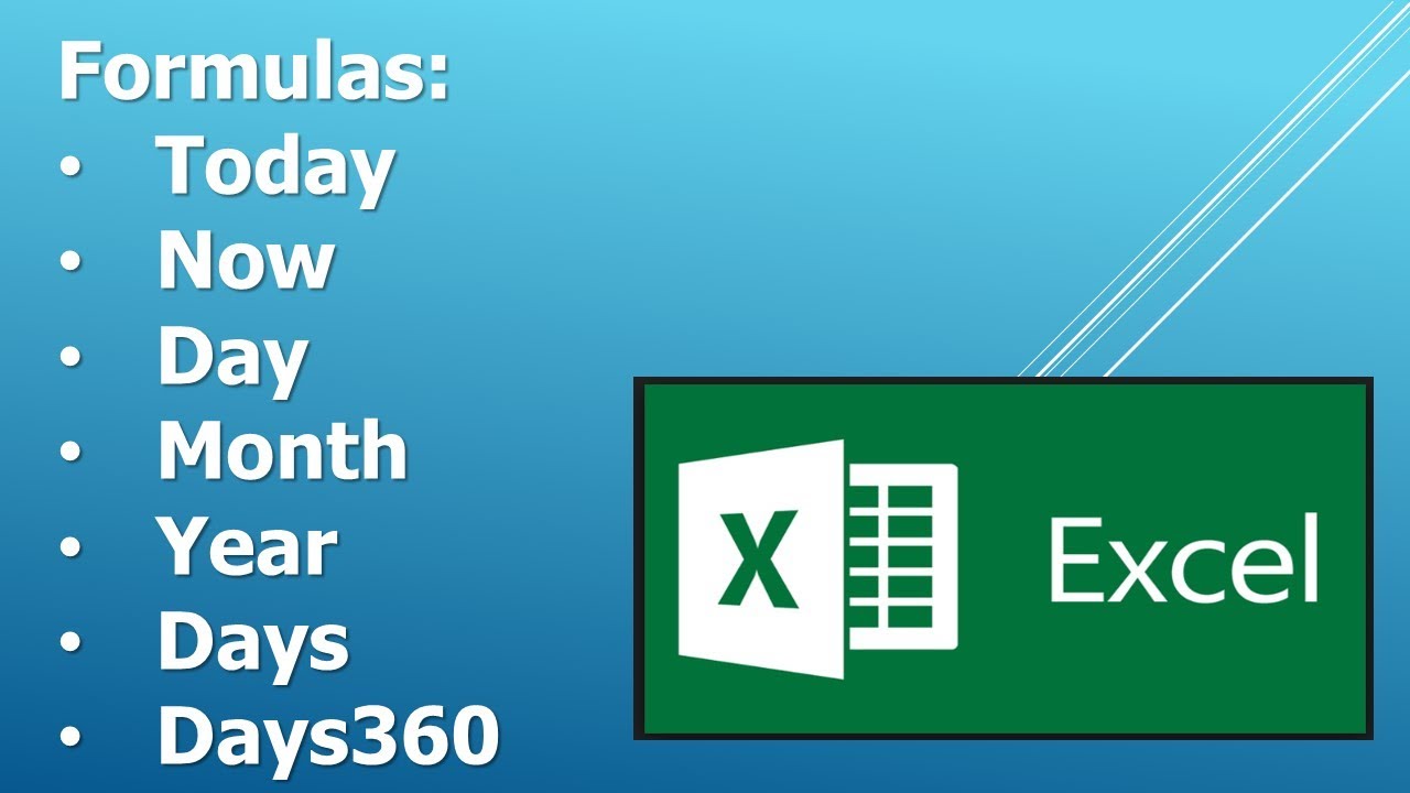 Excel b sico formulas today now day month year days