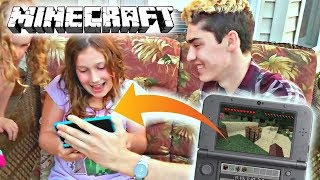 Surprising my little sister w/ Minecraft on the 3DS!! (she can FINALLY play!)