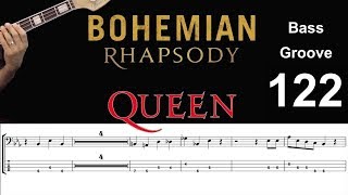 BOHEMIAN RHAPSODY (Queen) How to Play Bass Groove Cover with Score & Tab Lesson