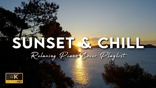 Perfect Sunset Background 4k (Piano Music and Real Sounds)