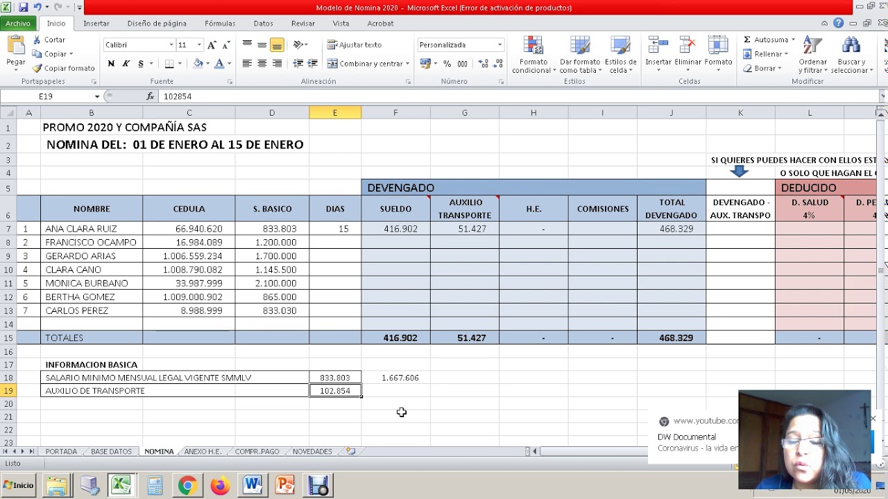 D as Laborados Y C lculo De Sueldo En Excel YouTube