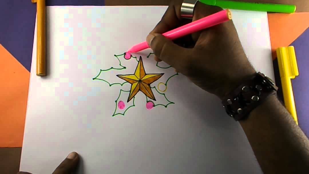 How to draw a christmas star - YouTube