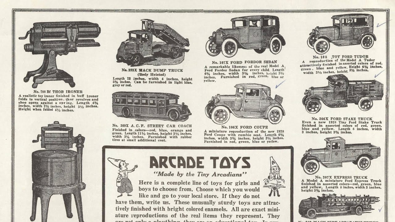 arcade manufacturing company 1928 catalogue - YouTube