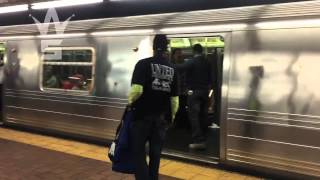 Man Talks Reckless   Fights Random Passengers On NY Subway! worldstar