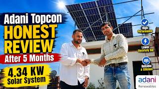 Solar On Grid System Adani Topcon HONEST REVIEW After 5 Months | 4.34 KW Rooftop Solar System Review