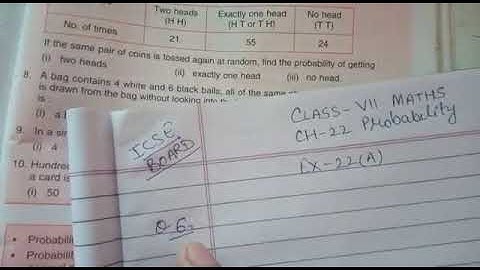 Q6,7 of Ex-22A ch-22 Probability class VII Maths ICSE BOARD by love with mathematics