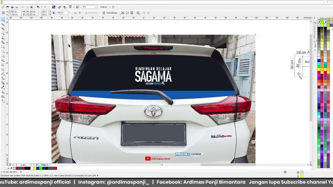 Desain OneWay: Bikin Ide Desain Kaca Belakang Mobil RUSH dari Nol! - CorelDRAW