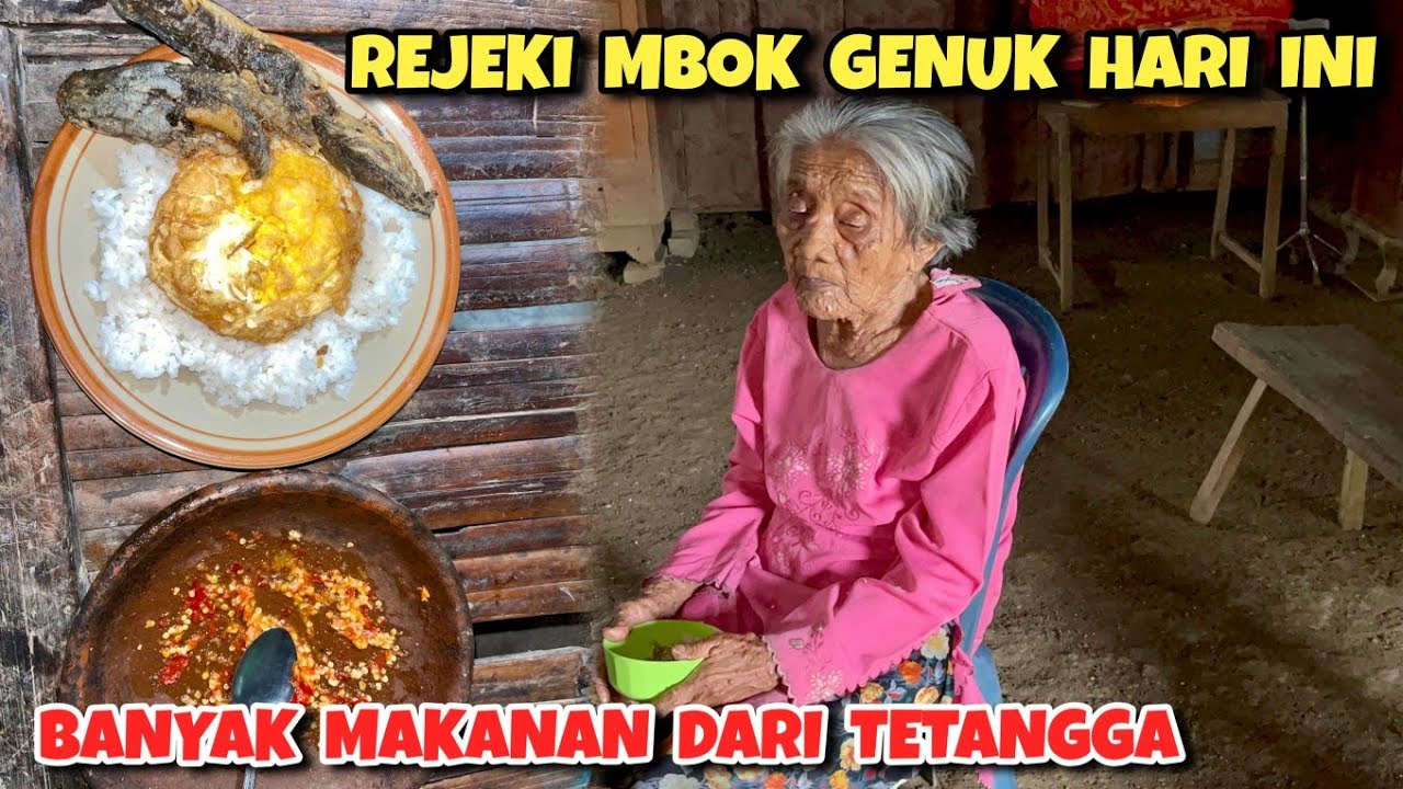 Rejeki Mbok Genuk hari ini banyak makanan ‼️ Menemani & hibur nenek usia 80 hidup sendiri