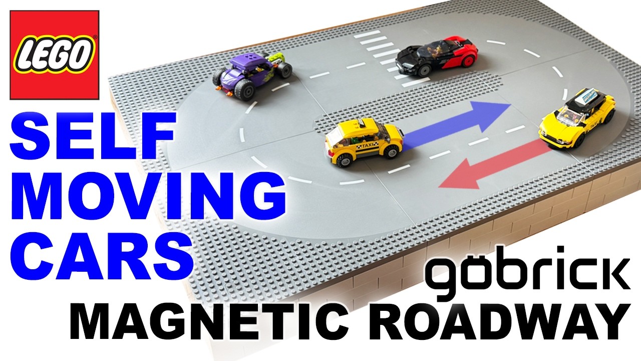 Self driving Lego cars! - GoBrick magnetic roadway