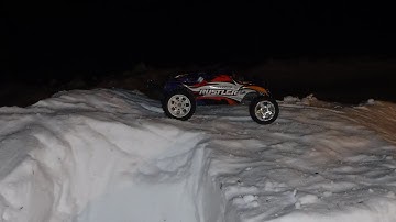 Traxxas Rustler Night Bash On Winter RC Track