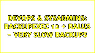 DevOps & SysAdmins: BackupExec 12 + RALUS - VERY slow backups Net Worth