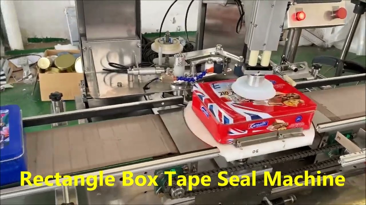 Auto Tape Around Machine,Biscuit Container Tape Sealing Machine,Cookies  Chip Tin Taping Around Seal