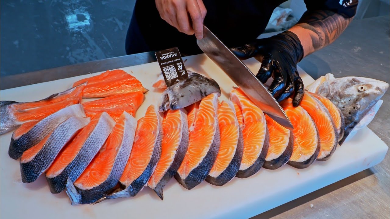 King Salmon！Amazing Salmon Cutting Skills, New Zealand King Salmon/鮭魚王！驚人的鮭魚切割技能, 紐西蘭帝王鮭- Seafood