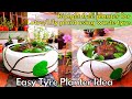 Recycling old tyre  tyre planter  garden decoration using waste materials  aadhis crafts