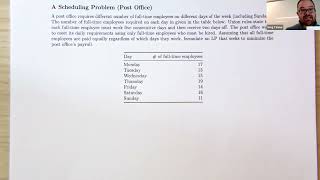 Linear Programming Scheduling Example