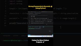 Generate strong passwords using Python 🔐 #coding #shortvideo
