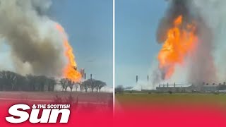 Moment huge explosion and fire breaks out at Tenawa Haven Gas plant