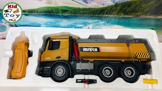 KID TOY TV|| RC DUMP TRUCK HUINA 573 UNBOXING || RC TOY REVIEW AND TESTED || FIRST TIME GET DIRT