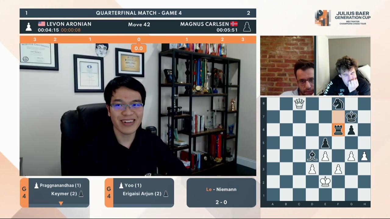 chess24.com on X: Magnus Carlsen and Hans Niemann can now only meet in the  #JuliusBaerGenerationCup final!  #ChessChamps  #c24live  / X