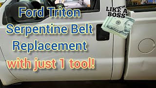 5 minute Serpentine Belt Replacement 2005 Ford 5.4 3V Triton V8 easy peasy. by Garrett's Garage 144 views 8 months ago 9 minutes, 50 seconds